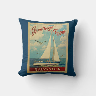 Coussin Vintage voyage le Texas de voilier de Galveston