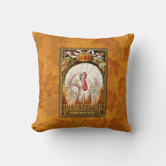 Coussin Vintage White Thanksgiving Turquie (Recto)