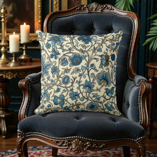 Coussin Vintage William Morris Antique Bleu Marine Floral