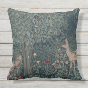 Coussin Vintage William Morris Forêt verte Animaux