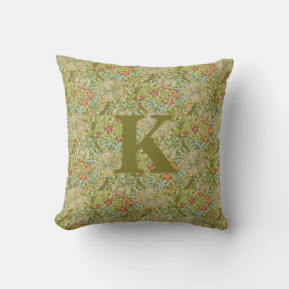 Coussin Vintage William Morris Marine Bleu Rouge Chrysanth