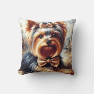 Coussin Vintage Yorkshire Terrier peinture