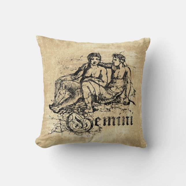 Coussin Vintage Zodiac Gemini (Recto)