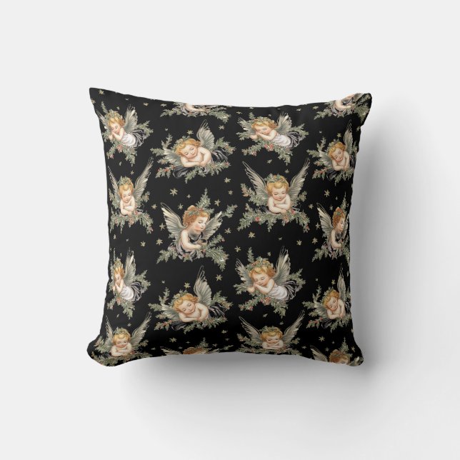Coussin Vintages anges motif noir (Recto)