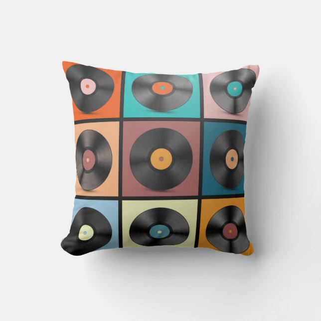Coussin Vinyl records : retro LP set. (Recto)