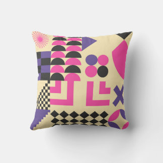 Coussin Violet Abstrait de forme géométrique colorée Motif