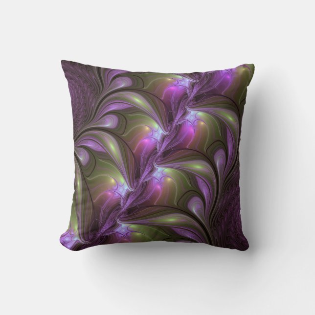 Coussin Violet Abstrait violet violet kaki fractal (Recto)