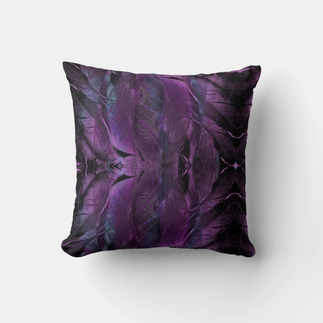 Coussin Violet bleu violet couleur noire texture de plume  (Recto)