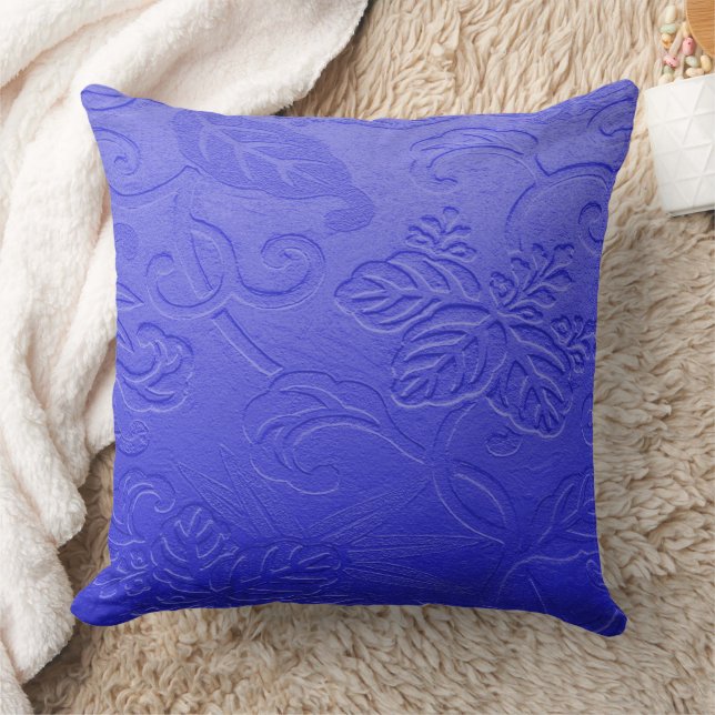 Coussin Violet Faux Motif Feuille Embossé (Couverture)