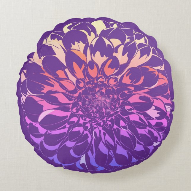 Coussin violet fleur de dahlia  (Devant)