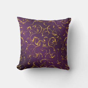 Coussin violet, lilas, or, or, vibes, abstrait,
