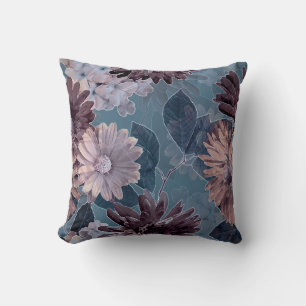 Coussin Violet monochrome : Aquarelle Florale sans couleur