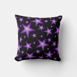 Coussin Violet Stars Noir 'Texte' carré noir dos