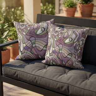 Coussin Violet violet déformé Motif Carré tordu