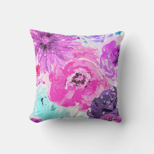 Coussin Violet Vivide Fleurs Florales Gras Rose Violet Chi