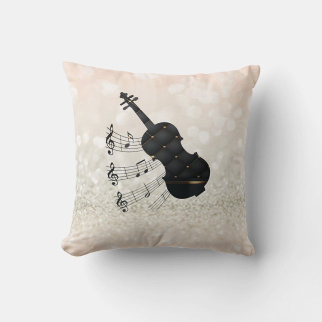 Coussin Violon adorable, Note, Parties scintillant Bokeh (Recto)