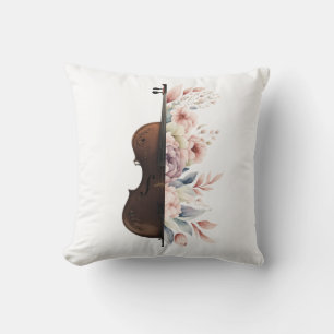 Coussin Violon aux fleurs.