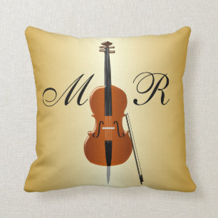 Coussin Violoncelle décoré d'un monogramme