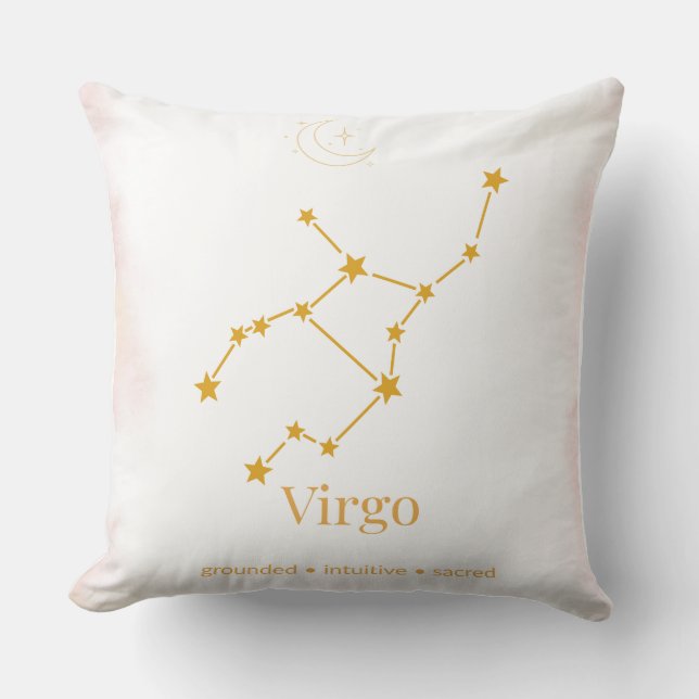 Coussin Virgo Zodiac Throw Pillow – Celestial Constellatio (Recto)