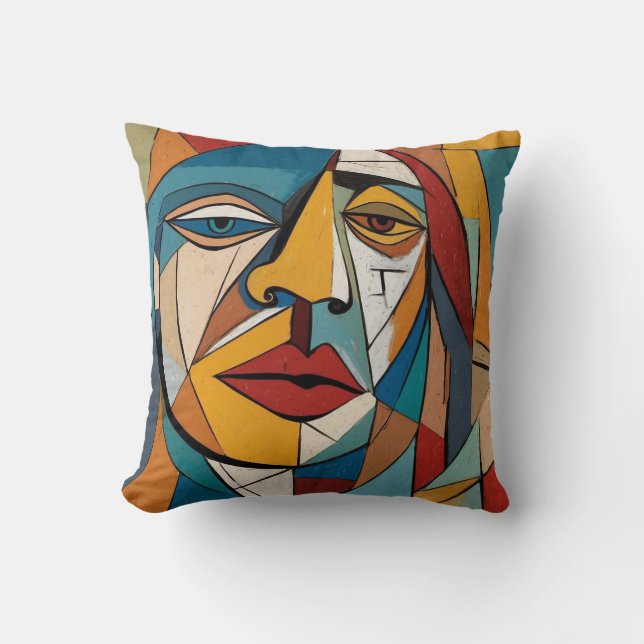 Coussin Visage Abstrait coloré (Recto)