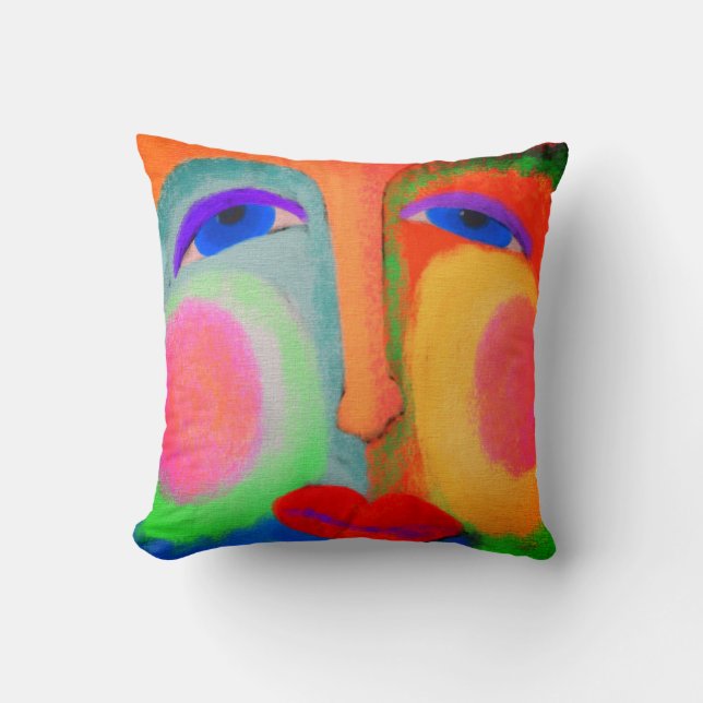 Coussin Visage Abstrait coloré (Recto)