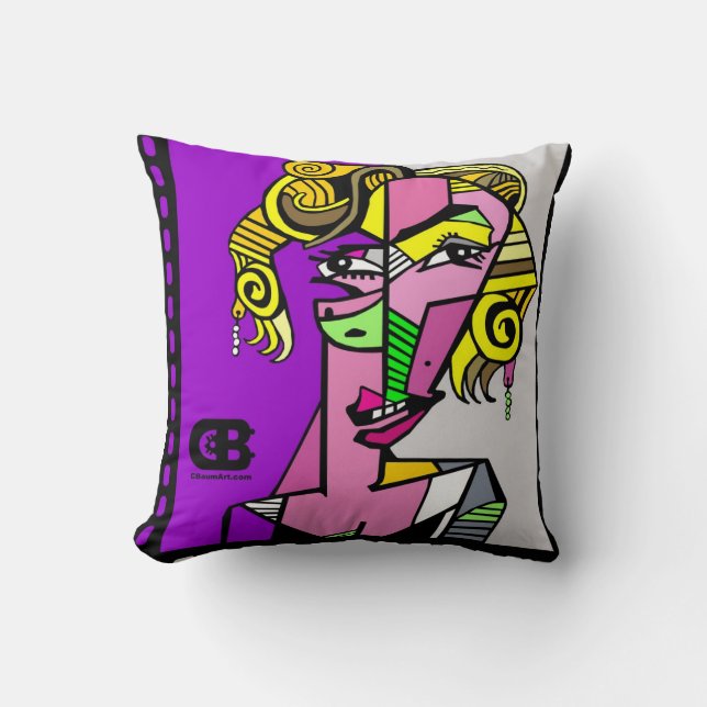 Coussin Visage abstrait de femelle (Recto)