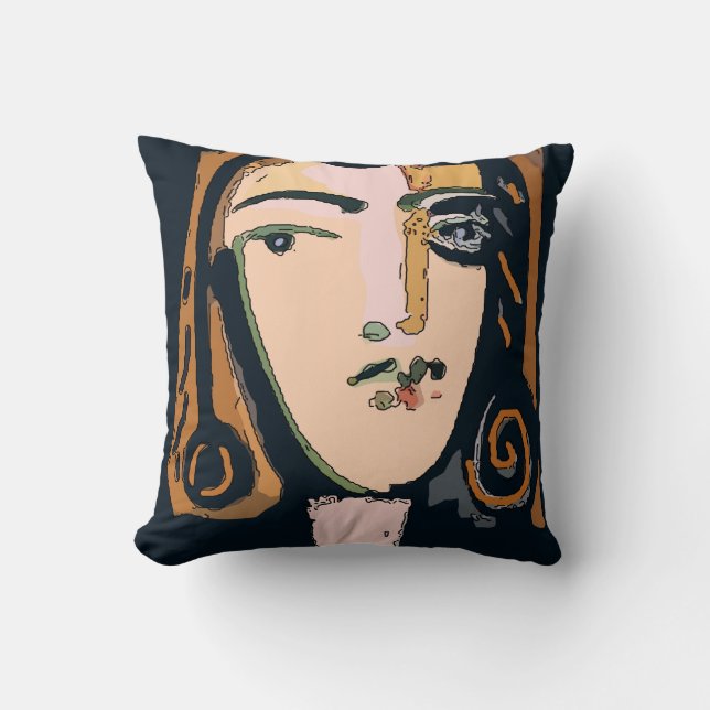 Coussin Visage Abstrait en Brown (Recto)