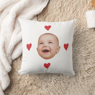 Coussin Visage de bébé mignon personnalisé avec une photo