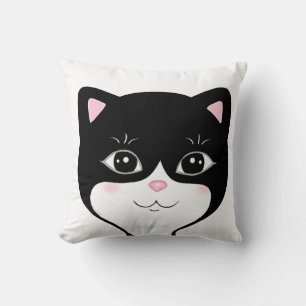Coussin Visage de chat en smoking mignon et heureux