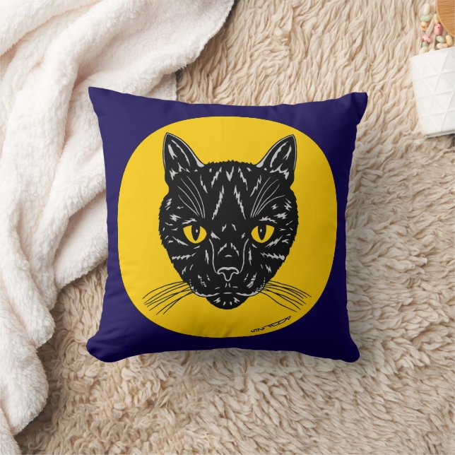 Coussin Visage de chat noir (Couverture)