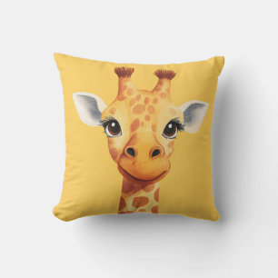 Coussin Visage de girafe drôle jaune chambre des enfants n