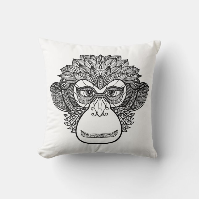 Coussin Visage de griffonnage de singe (Recto)