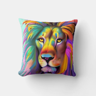 Coussin Visage de lion abstrait Art Fantastique Mystique