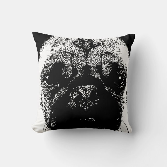 Coussin Visage drôle de carlin (Recto)