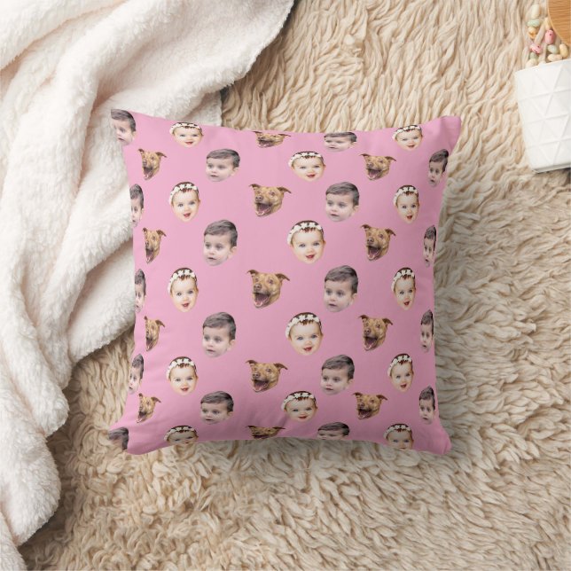 Coussin Visage personnalisé, cadeau familial unique 3 phot (Couverture)
