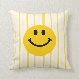 Coussin Visage sur les rayures jaunes ensoleillées