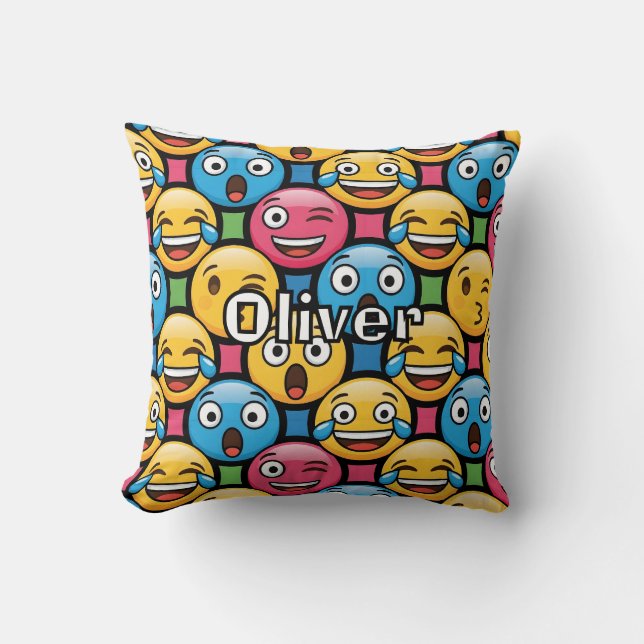 Coussin Visages d'Emoji Colorés Amusants (Recto)