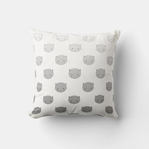 Coussin Visages Kitty mignons en gris blanc noir