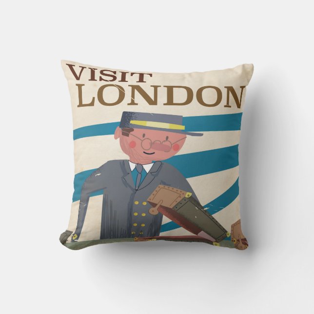 Coussin Visitez Londres vintage poster art (Recto)