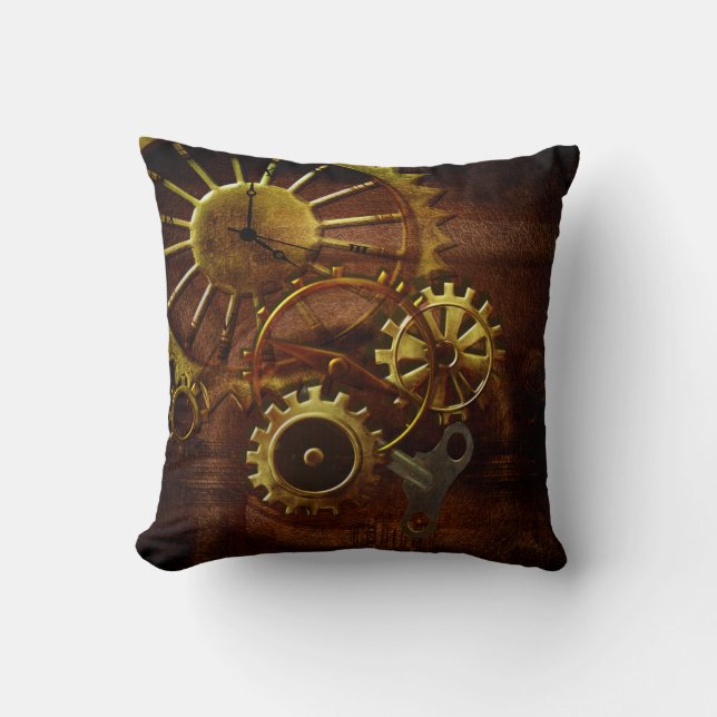 Coussin Vitesses et tuyaux de Steampunk (Recto)