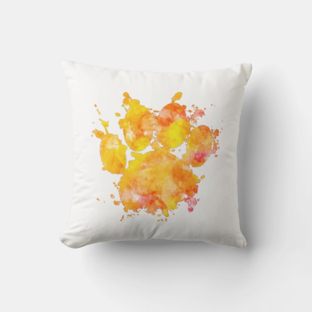 Coussin Vivid Aquarelle Splash Chien Empreinte de patte (Recto)