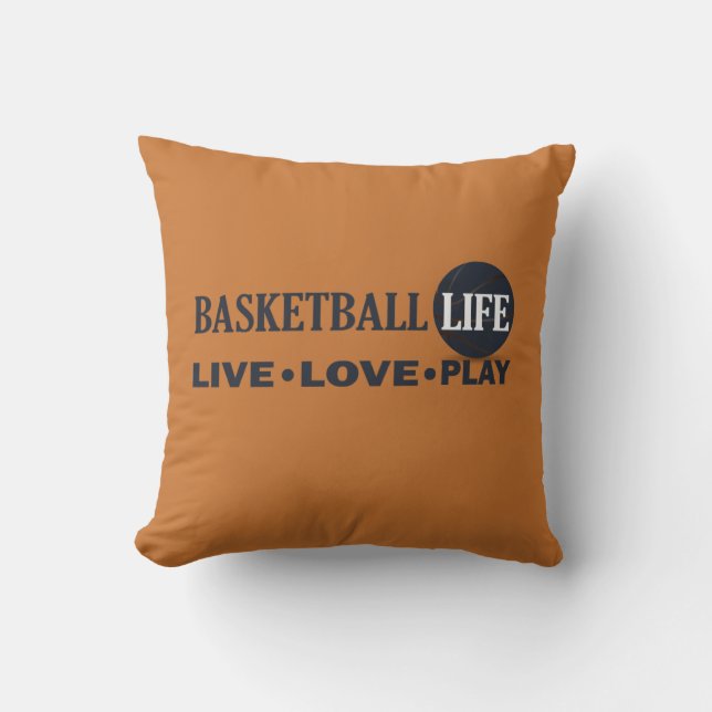 Coussin vivre amour jouer basket vie bleu texte (Recto)