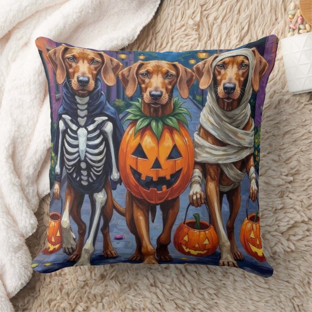 Coussin Vizsla Chiens Trick ou Traiter en costume d'Hallow (Couverture)