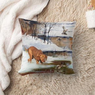 Coussin Vizsla hongroise, canards de chasse en hiver