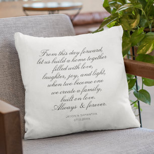 Coussin Voeux de Mariage Calligraphie Personnalisée Jeunes