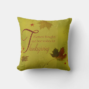 Coussin Vœux de Thanksgiving Typographie Feuilles