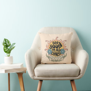 Coussin Voir le bon dans toutes les choses Hippie Graphic