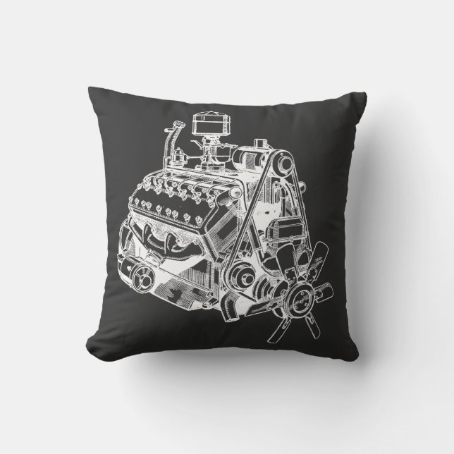 Coussin voiture automobile v 12 moteur illustration art (Recto)