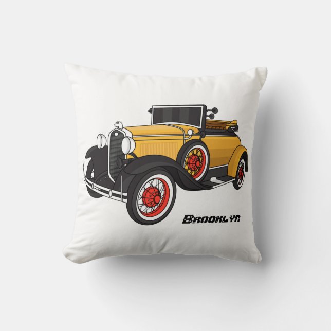 Coussin Voiture jaune classique 1931 (Recto)