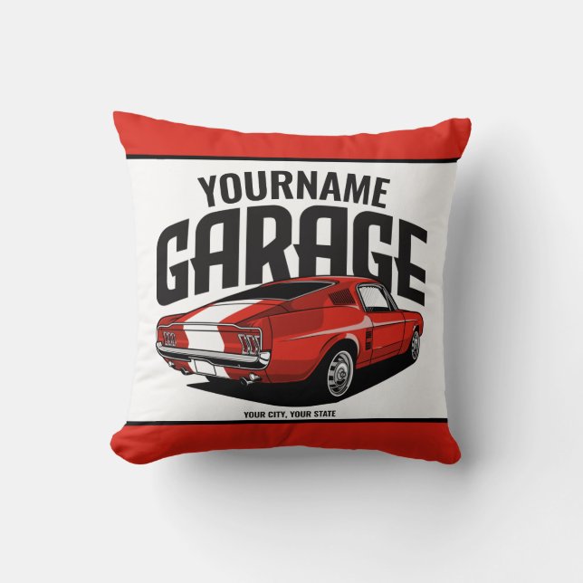 Coussin Voiture Muscle Personnalisée 1967 Garage Fastback  (Recto)